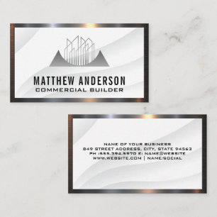 Modern Real Estate Icon   Metal Border Business Card