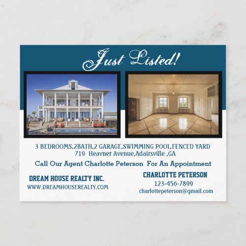 Modern Real Estate Just Listed Marketing Postcard
