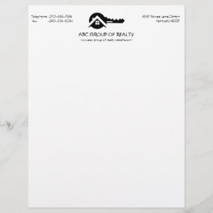 Modern Real Estate Key Logo Letterhead