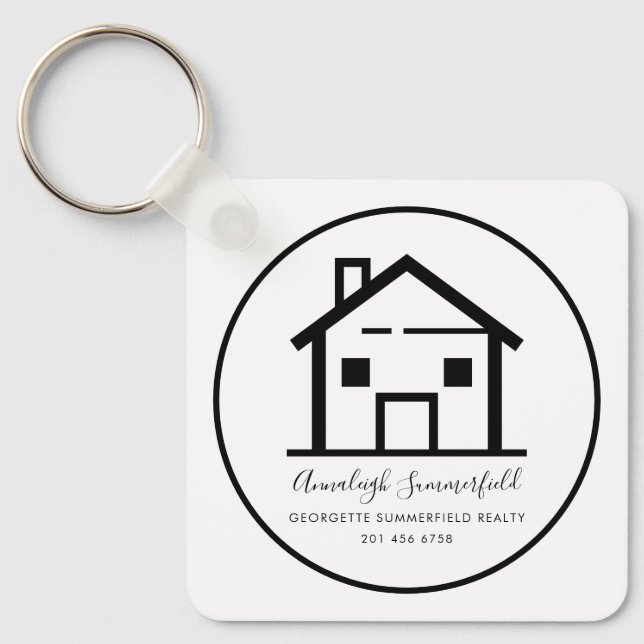 Modern Real Estate Logo and QR Code Business Keychain (Front)