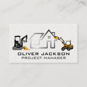 Modern Real Estate Logo Construction Vehicles Business Card