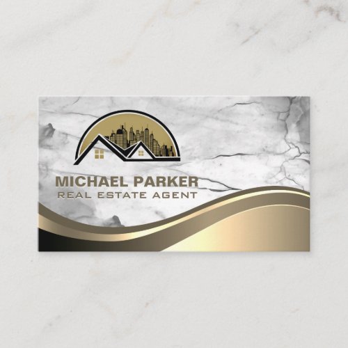 Modern Real Estate Logo  Marble Stone Business Card