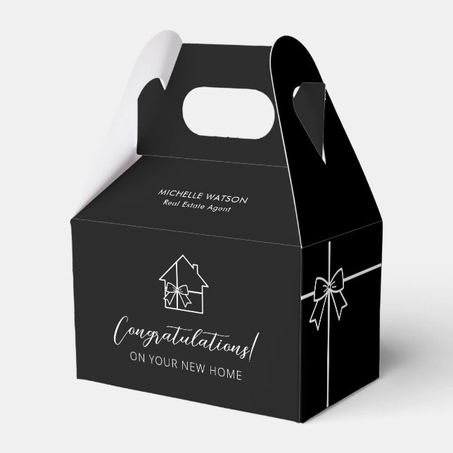 Modern Real Estate Marketing Custom New Home Black Favor Boxes (Back Side)