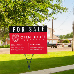 Modern Real Estate Marketing Front Black-Red Sign