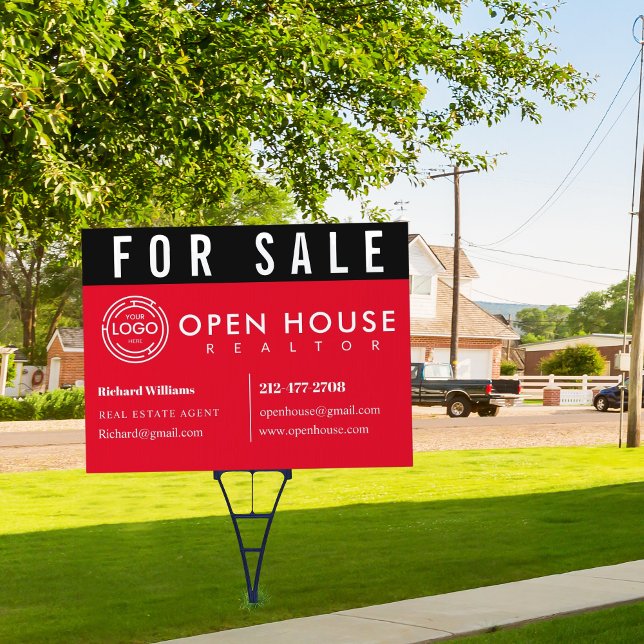 Modern Real Estate Marketing Front Black-Red Sign (Creator Uploaded)