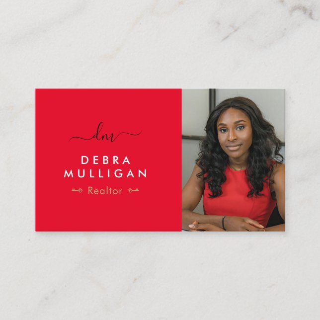 Modern Real Estate Monogram Business Card  (Front)