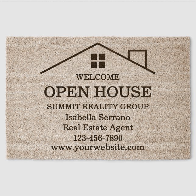 Modern Real Estate Open House Door Coir Mat (Front)