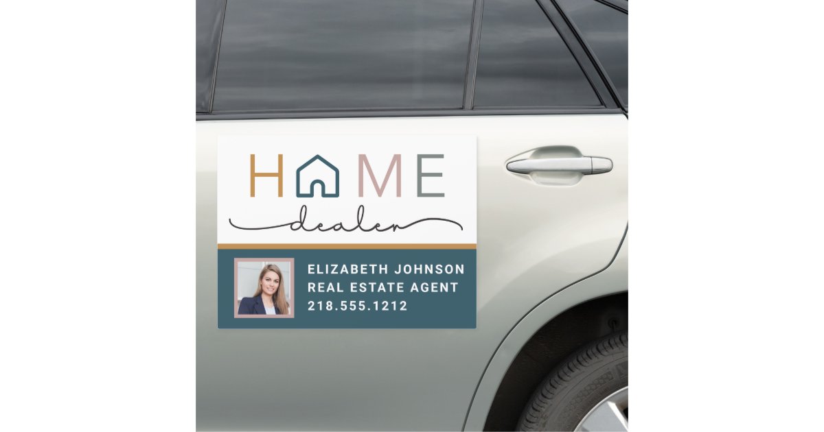 Modern Real Estate Photo Home Dealer Realtor Car Magnet | Zazzle