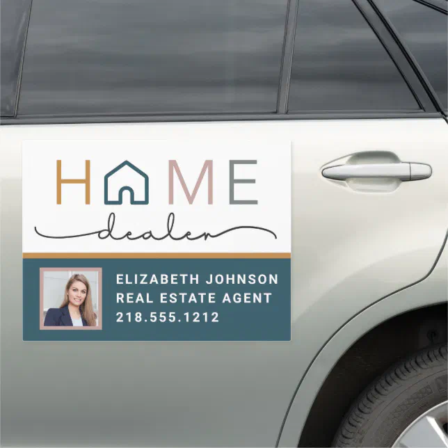 Modern Real Estate Photo Home Dealer Realtor Car Magnet | Zazzle