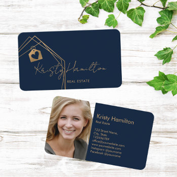 Modern Real Estate Professional Realtor Add Photo Business Card by smmdsgn at Zazzle