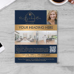 modern real estate professional realtor QR code Flyer<br><div class="desc">real estate professional house realtor gold Business Card add your photo,  modern script font. Add your QR code</div>