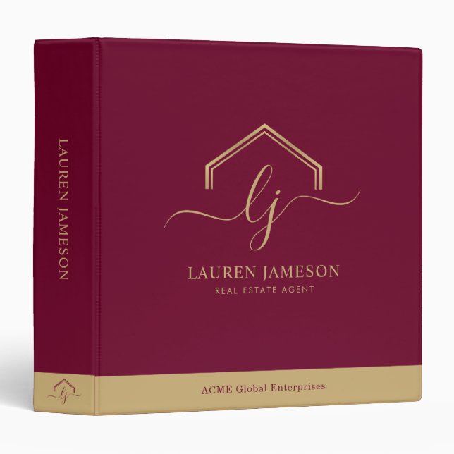 Modern Real Estate Promotional Realtor Logo 3 Ring Binder (Front/Spine)