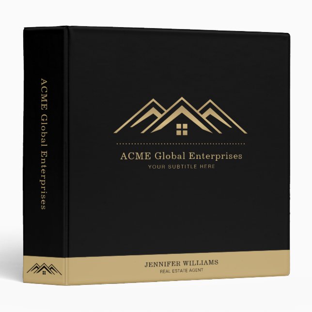 Modern Real Estate Promotional Realtor Logo 3 Ring Binder (Front/Spine)