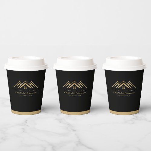 Modern Real Estate Promotional Realtor Logo Paper Cups
