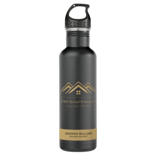 Modern Real Estate Promotional Realtor Logo Stainless Steel Water Bottle