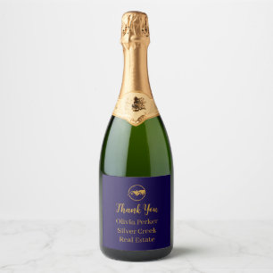 Modern Real Estate Promotional Realtor Sparkling Wine Label