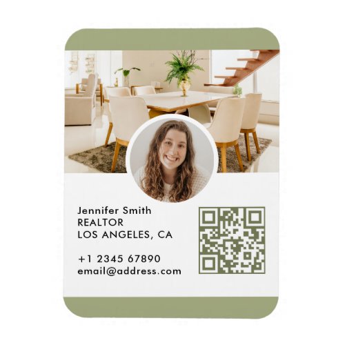 Modern Real Estate QR Code Business Card Magnet