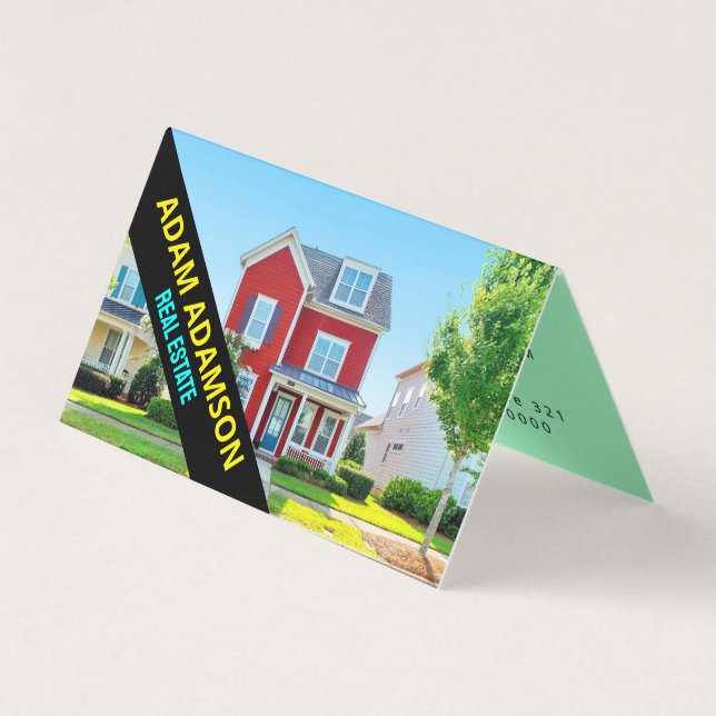 Modern Real Estate (QR Code) Home Broker Folded  Business Card (Front)