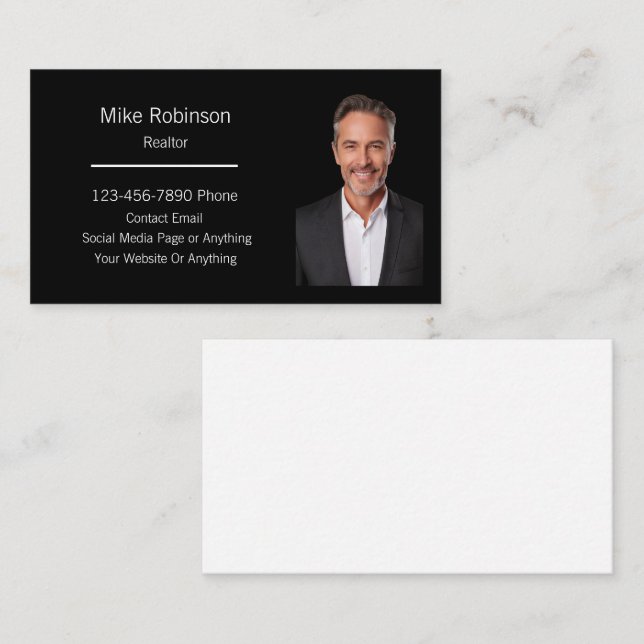 Modern Real Estate Realtor Photo Business Cards (Front/Back)