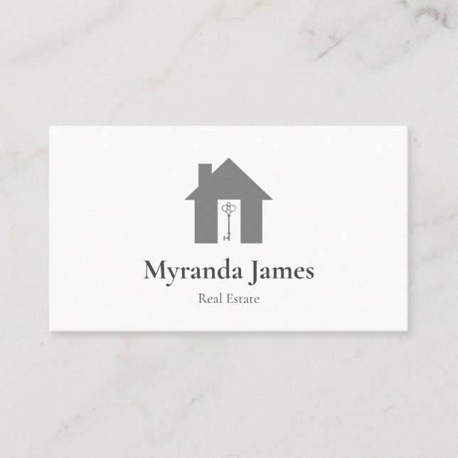 Modern Real Estate Simple Gray House Realtor Business Card (Front)