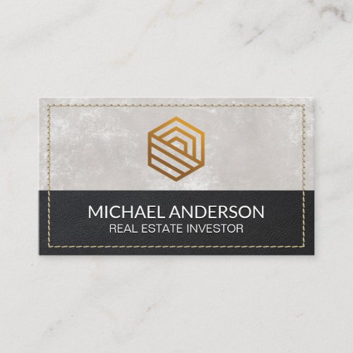 Modern Real Estate  Stitched Leather Business Card