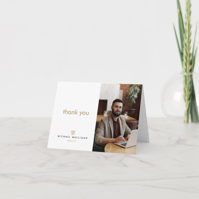 Modern Real Estate Thank You Card - Monogram (Front)