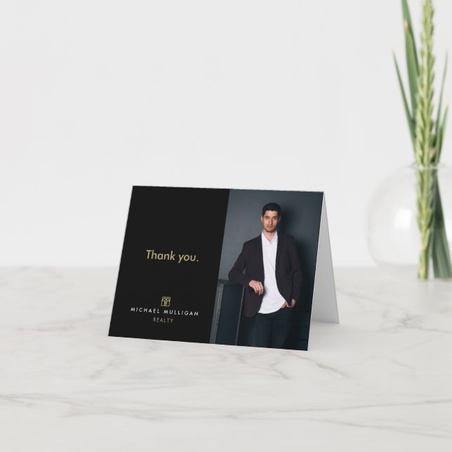 Modern Real Estate Thank You Card - Monogram (Front)