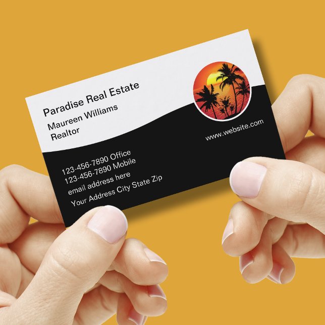 Modern Real Estate Tropical Business Cards (Creator Uploaded)