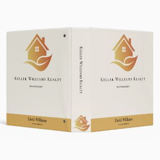 Modern Real Estate white and gold custom logo 3 Ring Binder