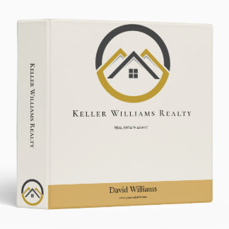 Modern Real Estate white and gold custom logo 3 Ring Binder