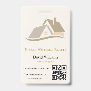 Modern Real Estate white and gold custom logo Badge