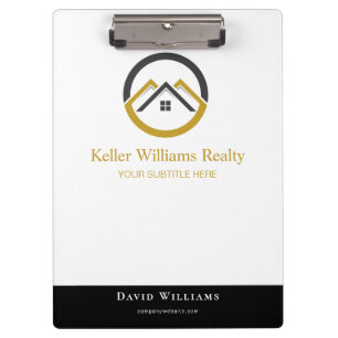 Modern Real Estate white and gold custom logo Clipboard