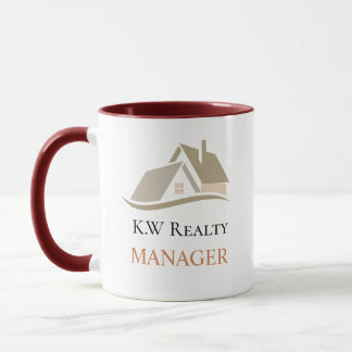 Modern Real Estate white and gold custom logo Mug