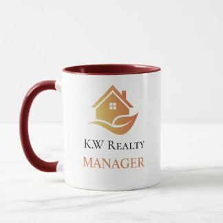 Modern Real Estate white and gold custom logo Mug