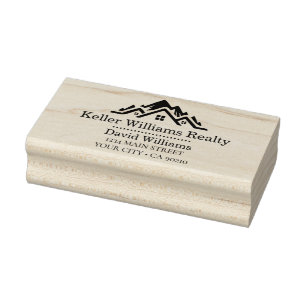 Modern Real Estate white and gold custom logo  Rubber Stamp