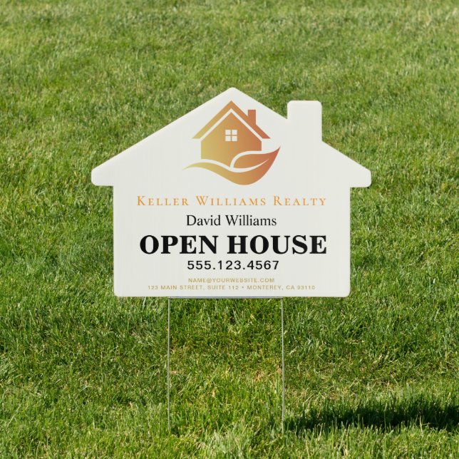 Modern Real Estate white and gold custom logo  Sign (Insitu)