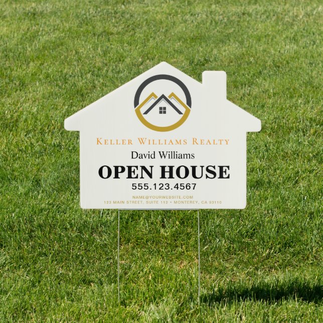 Modern Real Estate white and gold custom logo  Sign (Insitu)