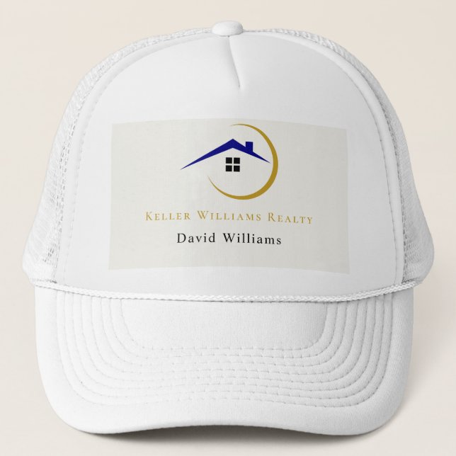 Modern Real Estate white and gold custom logo  Trucker Hat (Front)