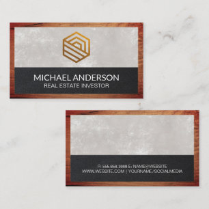 Modern Real Estate Wood Leather Business Card