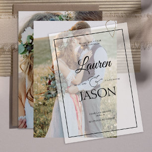 Modern Real Vellum Overlay Simple 2 Photo Wedding Invitation