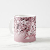 Modern Realistic Pink Diamond Elegant Monogram Coffee Mug (Front Left)
