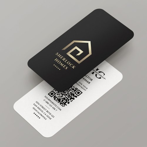 Modern Realtor Elegant Gold Real Estate House Logo Business Card