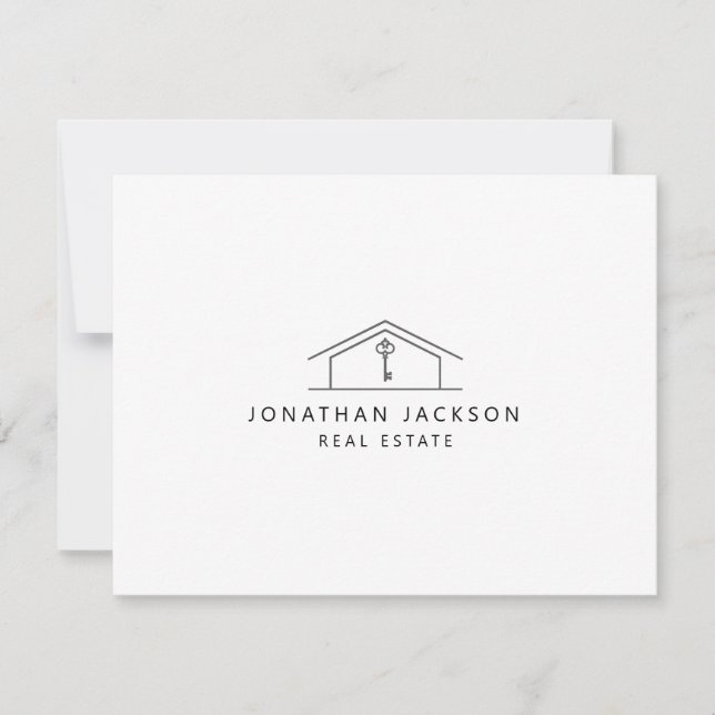 Modern Realtor Home Logo  Note Card (Front)