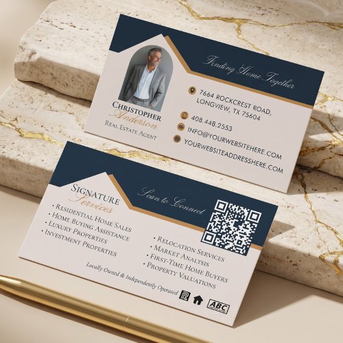 Modern Realtor Luxury Property Marketing Photo QR Business Card