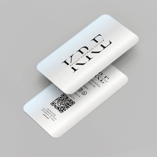 Modern Realtor Monogram Real Estate Agent Silver Business Card (Modern Realtor Logo Monogram Real Estate Agent Silver Professional Marketing Elegant Business Card
)