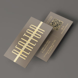 Modern Realtor Mortgage Real Estate Broker Taupe Foil Business Cards