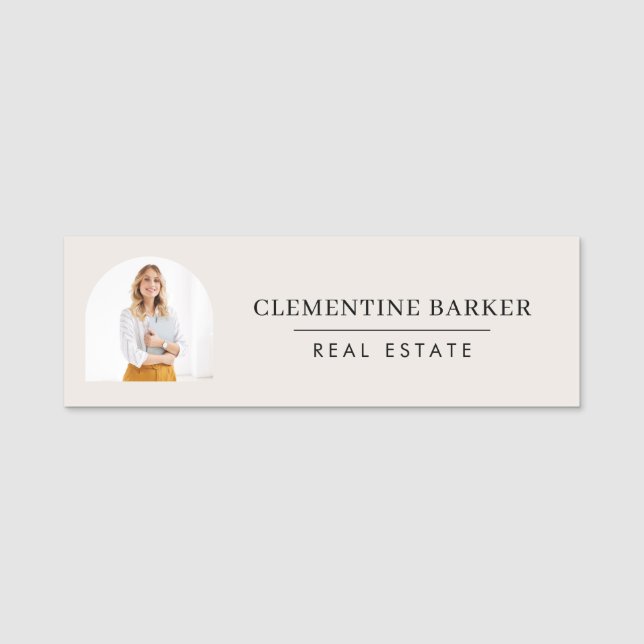 Modern Realtor Name Badge with Photo Arch Elegant (Front)