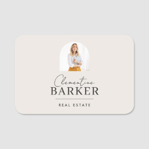 Modern Realtor Name Badge with Photo Arch Elegant