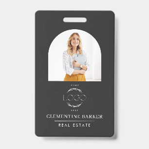 Modern Realtor Name Badge with Photo Arch Elegant