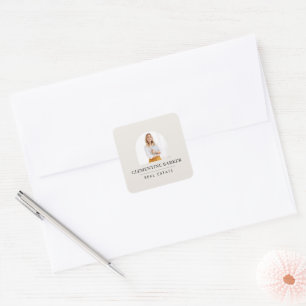 Modern Realtor Name Badge with Photo Arch Elegant Square Sticker